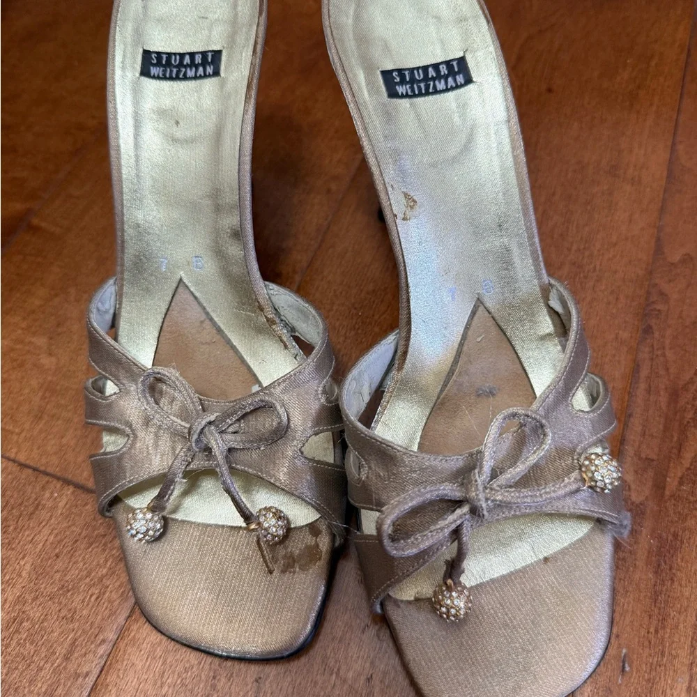 Vintage Stuart Weitzman Gold High Heel Sandals - Picture 3 of 4